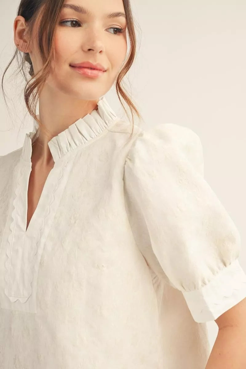 Puff Sleeve Side Slit Dress